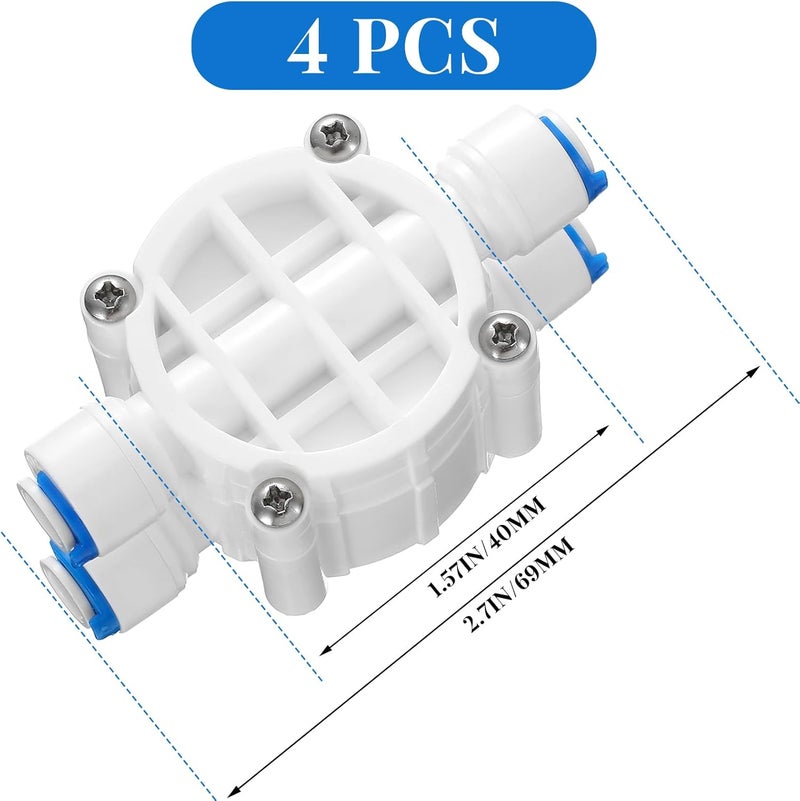 Colingmill 4 Pack 1/4 Inch Tube Automatic Shut off Valve, with Quick Connect Fittings, for Ro Reverse Osmosis Water Filter System, White - Image 4